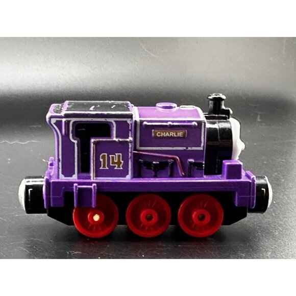 2013 Thomas & Friends Take N Play Along CHARLIE Diecast Train Engine #14 Purple - Picture 5 of 7